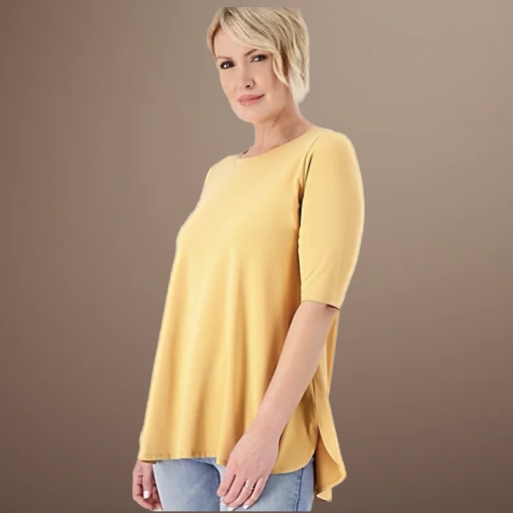 Attitudes by Renee Washed Cotton Crew Neck Top Toasted Almond 2X NWT